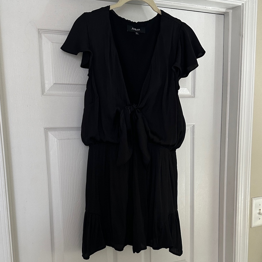 Aakaa Black Ruffle Sleeve Romper